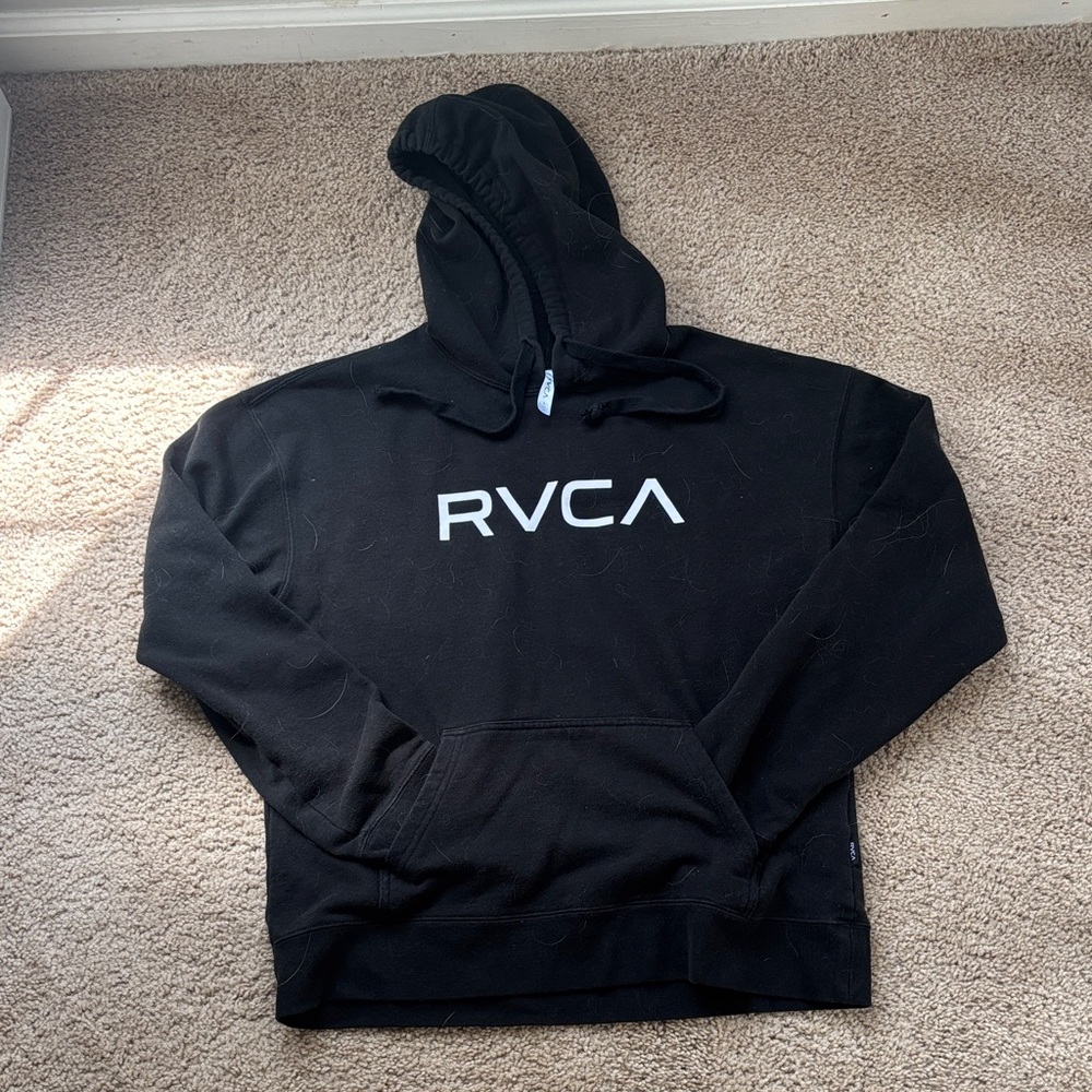 RVCA Black Hoodie with White Logo
